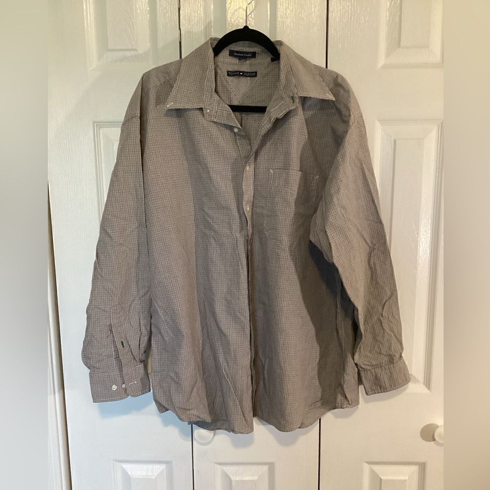 Tommy Hilfiger - Big Men’s Weekend Classics Brown Plaid Shirt - Sz 17-1/2”